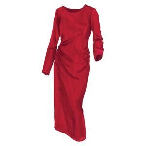 J Peterman Secret Keeper Dress Red Lipstick Long Sleeve Ruched Knit Stretch